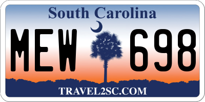 SC license plate MEW698