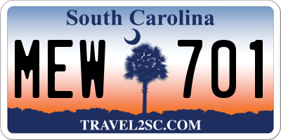 SC license plate MEW701
