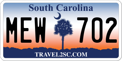 SC license plate MEW702