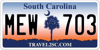 SC license plate MEW703