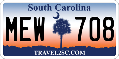 SC license plate MEW708
