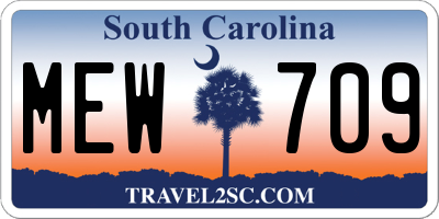 SC license plate MEW709