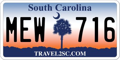 SC license plate MEW716