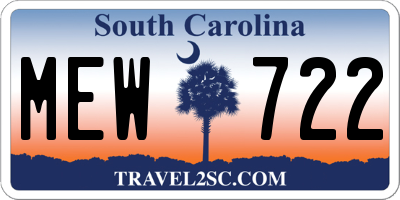 SC license plate MEW722