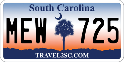 SC license plate MEW725