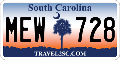 SC license plate MEW728