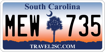 SC license plate MEW735