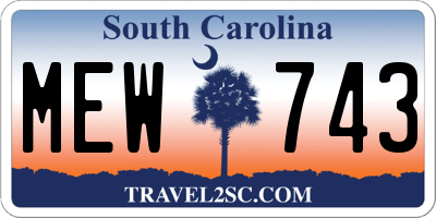 SC license plate MEW743