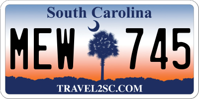 SC license plate MEW745