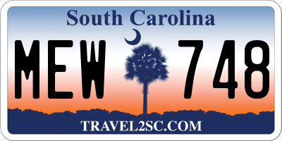 SC license plate MEW748