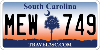 SC license plate MEW749