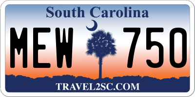 SC license plate MEW750