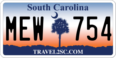 SC license plate MEW754