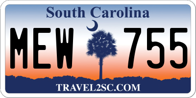 SC license plate MEW755