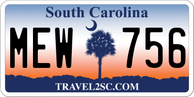 SC license plate MEW756
