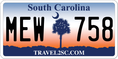 SC license plate MEW758