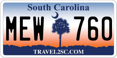 SC license plate MEW760