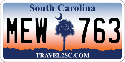 SC license plate MEW763
