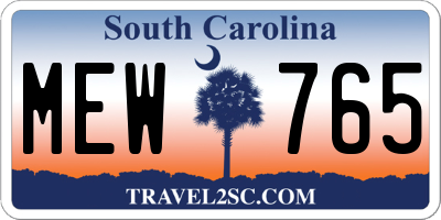 SC license plate MEW765