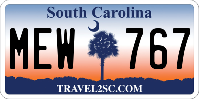 SC license plate MEW767