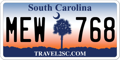 SC license plate MEW768
