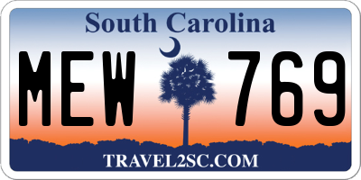 SC license plate MEW769