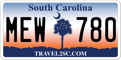 SC license plate MEW780