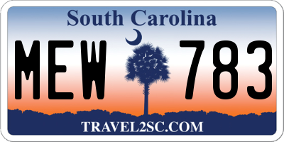 SC license plate MEW783