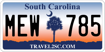 SC license plate MEW785