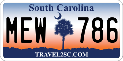 SC license plate MEW786