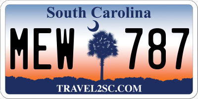 SC license plate MEW787