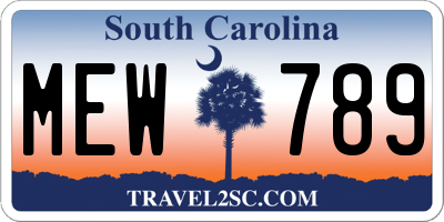 SC license plate MEW789