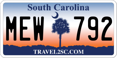 SC license plate MEW792