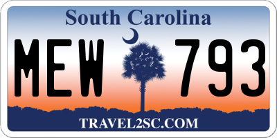 SC license plate MEW793