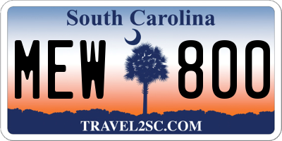SC license plate MEW800