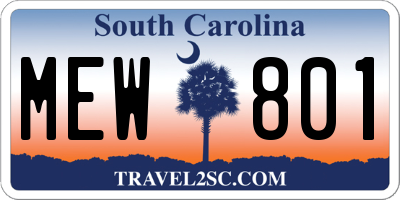 SC license plate MEW801