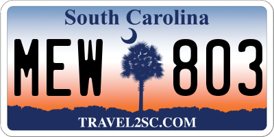 SC license plate MEW803