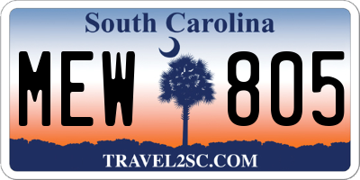 SC license plate MEW805