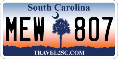 SC license plate MEW807