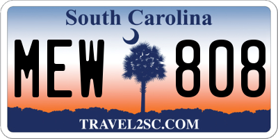 SC license plate MEW808