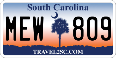 SC license plate MEW809