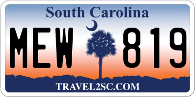 SC license plate MEW819
