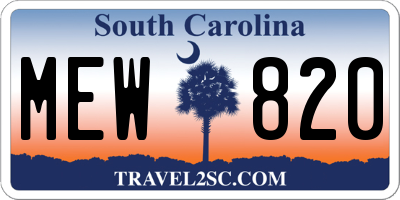 SC license plate MEW820