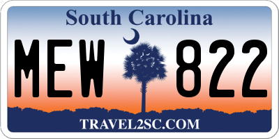 SC license plate MEW822