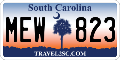 SC license plate MEW823