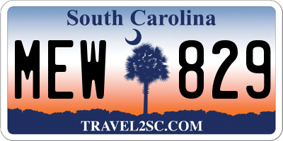 SC license plate MEW829