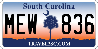 SC license plate MEW836