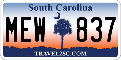 SC license plate MEW837