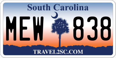 SC license plate MEW838