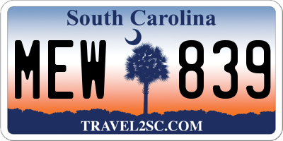 SC license plate MEW839